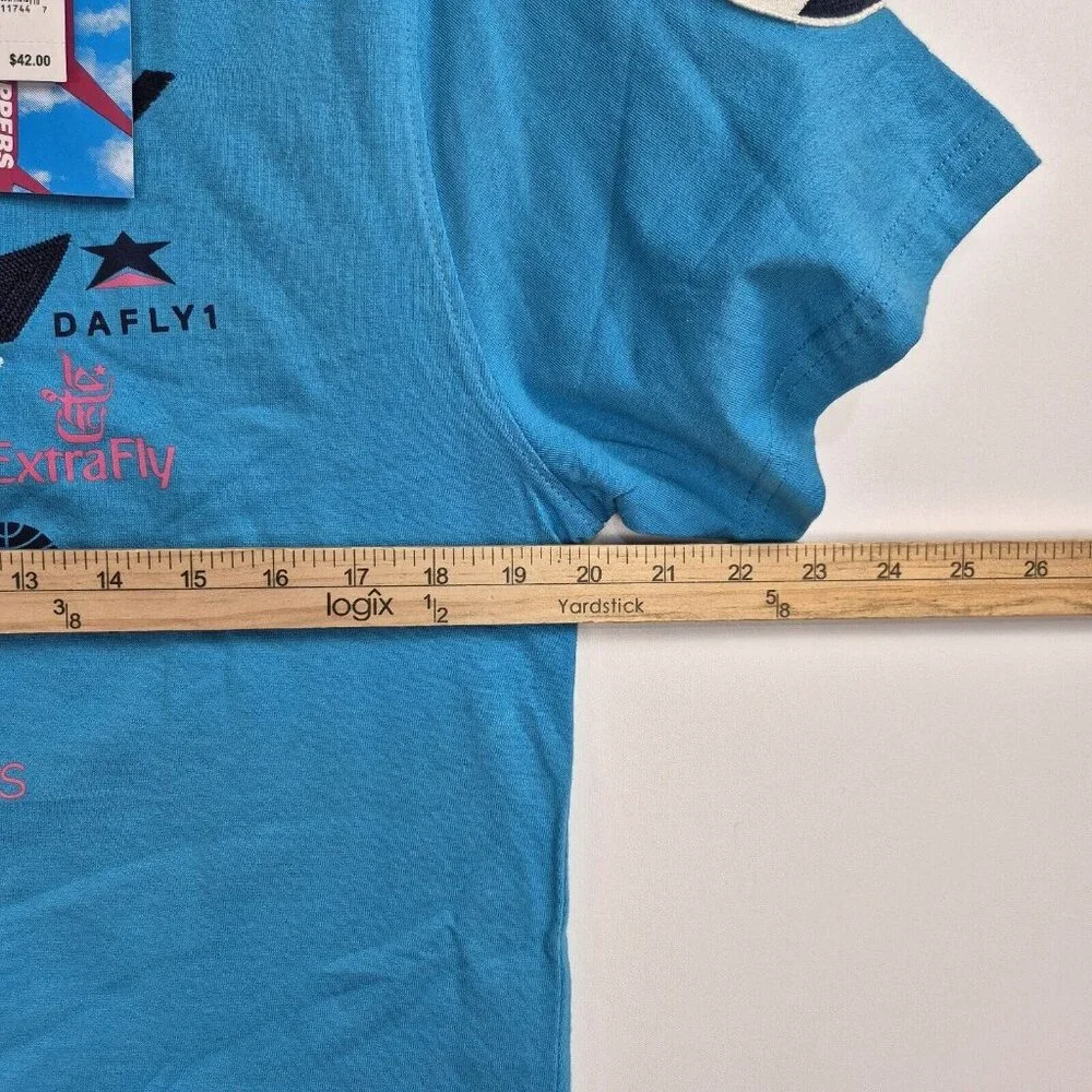 Born Fly Men's T-Shirt Size L Embroidery Blue Cloud Hoppers Airlines (42) - Picture 7 of 8